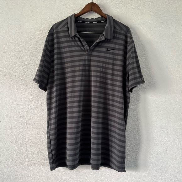 Nike Men's Golf Dark Gray Striped Polo Shirt Drifit XXL EUC - Picture 12 of 12